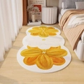 Detail of soft irregular bedside rug with yellow floral patterns on light wood floor - White Yellow Floral Style (MJXCHH-6)