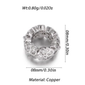 Silver flower bead with clear zircon inlay 8mm copper spacer for DIY jewelry - Silver Hollow Floral Spacer Bead (YSD016-8)