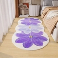 Detailed close-up of a floral shaped bedside rug with soft purple flower patterns - Purple White Splicing Style (MJXCHH-8)