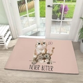 Detail of diatom mud mat with two cats and Never Better text on a light wooden floor - 40x60cm (Diatomaceous Mud) / Cute Cat