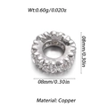 Silver-plated copper 8mm spacer bead with micro-set zircons for DIY jewelry making - Silver Round Zirconia Spacer Bead (YSD016-10)