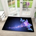 Detail of diatom mud mat showing glowing purple butterfly and fine edge stitching - 40x60cm (Diatomite) / Magic Butterfly