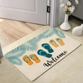 Absorbent diatomite mat with tropical palm leaves and flip-flops Welcome print - 40x60cm (Diatomite) / Beach Flip Flops
