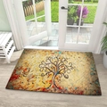 Detailed close-up of a diatom mud mat with a life tree pattern and black stitched edges - 40x60cm / Tree of Life