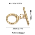 Gold-plated copper OT toggle clasp for DIY jewelry making with precise dimensions - Golden OT Toggle Clasp (YSD016-15)