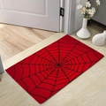 Detail of red diatom mud door mat with black spider web pattern for home entryway - 40x60cm (Diatomite) / Spider Web Red