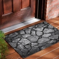 Zerbino rettangolare con motivo realistico di ciottoli grigi per ingresso di casa - 40x60 / Acciottolato Realistico