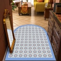 Paillasson cintré avec motifs de mosaïque rétro bleu et orange et bordure bleue - 45*75cm / Kanas-1 (Mosaïque Bleue)