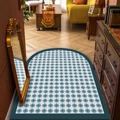 Paillasson arche motif floral rétro bleu et blanc sur parquet à chevrons chic - 45*75cm / Kanas-2 (Floral Sarcelle)