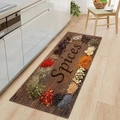 Kitchen runner rug set with 3D spice print on dark wood texture for home floor decor - Vintage Wood Style (kjdd-7)