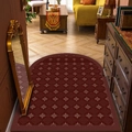 Paillasson demi-lune rétro en PVC rouge foncé avec motif étoiles blanches et cuir - 45*75cm / Kanas-3 (Étoile Géométrique Rouge)