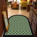 Paillasson en cuir PVC vert foncé en forme d'arche avec motif floral blanc pour entrée - 45*75cm / Kanas-4 (Petit Floral Vert)