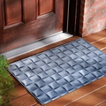Zerbino d'ingresso moderno a scacchi blu con design geometrico e trama 3D - 40x60 / Griglia Blu Stereo