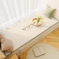 Waterproof leather bay window mat in beige featuring pink tulip print and green piping - 40*120cm / Cream Tulip (ins风飘窗垫-3)