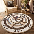 Alfombra redonda clásica europea con patrón persa vintage para sala de estar - 180*180CM / Patrón Floral de Anillo Geométrico (Round European Carpet-2)