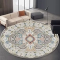 Tappeto rotondo boho con motivi mandala vintage per soggiorno e camera da letto deco - 60x60cm / Stile Persiano Paisley Beige (Tappeto-4)