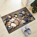 Paillasson 3D motif pierres et empreinte de galets sur fond de grain de bois foncé - Pierre 3D-4 / 40*60cm