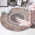 Tappeto tondo mandala bohémien con motivi etnici neri per l'arredamento casa - 60x60cm