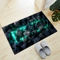 3D geometric stone door mat with neon green lines on dark pebbles background - 3D Stone-6 / 40*60cm