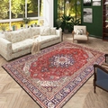Tappeto persiano rosso classico con motivo a medaglione su parquet a spina - Tappeto Persiano Motivo 3 / 50x80cm Lavabile Alta Densità