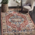 Vintage Bohemian Persian rug with red and blue ethnic patterns on dark wood floor - 60x90cm Washable High Density / Persian Rug Style 2