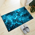 Modern 3D pebble pattern door mat in deep and sky blue tones on light wooden floor - 3D Stone-7 / 40*60cm