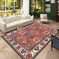 Tappeto stile persiano rosso mattone con motivi bohémien geometrici per arredo soggiorno - 50x80cm / Motivo Persiano 1
