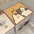 Cartoon cat laundry machine cover mat in yellow waterproof PVC with Meow illustration - 60x60cm / Cartoon Cat Love