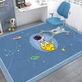 Blauw kindervloerkleed met astronauten- en ruimtethema voor de slaapkamer - Ruimtevaart / 50x80cm Wasbaar Hoge Dichtheid