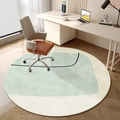 Modern geometric round area rug in light green and cream white for home office or bedroom - Round Luxury-7 / 100*100cm