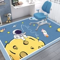 Donkerblauw rechthoekig kindertapijt met astronaut en ruimtevaart thema voor slaapkamer - Astronaut / 60x90cm Wasbaar Hoge Dichtheid