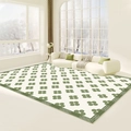Modern white and green geometric clover rug shown in a bright living room setting - Color Conception - 5 / 60x90cm Washable High Density