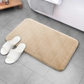 Striped beige coral fleece bathroom mat with absorbent memory foam and soft rounded edges - Camel / 40*60cm (Standard Dot Bottom)