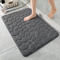 Absorbent pebble textured coral fleece bathroom mat in dark grey with non-slip backing - Dark Gray