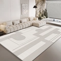 Minimalist beige geometric area rug with grey circular lines for a modern living room decor - 50x80cm / SJ-7