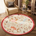 Retro round rug with vintage floral, bird, and butterfly patterns for living room decor - 60*60cm / Vintage Pastoral Style 2