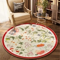 Retro round floral rug with vintage flower patterns on wood floor in living room - 60*60cm / Vintage Pastoral Style 3