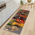 Tappeto da cucina assorbente con motivo spezie 3D su fondo in pietra scura - Piccolo / Stile Spezie di Pietra (kjdd-2)