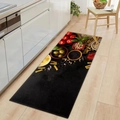 Tappeto da cucina nero 3D con motivi di pomodoro e pasta per l'arredamento di casa - Piccolo / Stile Alimenti Pomodoro (kjdd-3)