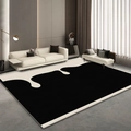 Tapis japonais minimaliste avec motifs géométriques abstraits noir et blanc pour le salon - Rzy - Style Crémeux Minimaliste (2) / 50x80cm Lavable Haute Densité