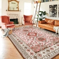 Tappeto boho nordico con motivi geometrici rossi in un accogliente ambiente da soggiorno - Rz-mishar-5 / 50x80cm Lavabile Alta Densità