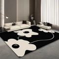 Tapis minimaliste moderne noir et blanc avec motifs floraux pour salon de luxe - Rzy - Style Crémeux Minimaliste (3) / 50x80cm Lavable Haute Densité