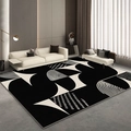 Tapis japonais minimaliste avec motifs géométriques noirs et blancs pour un salon moderne - Rzy - Style Crémeux Minimaliste (5) / 50x80cm Lavable Haute Densité