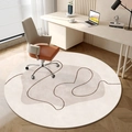 Modern abstract round beige rug with brown lines for home office and bedroom decor - Round Luxury - 6 / 100*100cm