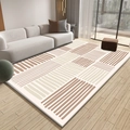 Modern geometrisch vloerkleed met bruine en crème strepen voor een woonkamerdecor - Japans Eenvoudig 1 / 50*80cm