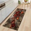 Absorbent 3D spice printed long kitchen mat with wood texture and colorful seasonings - Natural Wood Style (kjdd-11)