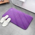 Striped coral fleece bathroom mat in deep purple color with white indoor slippers - Purple / 40*60cm (Standard Dot Bottom)