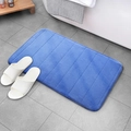 Dark blue striped coral fleece bathroom mat with thick absorbent memory foam texture - Dark Blue / 40*60cm (Standard Dot Bottom)