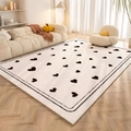 Moderno tappeto crema in finta cashmere con motivo a cuori neri per il soggiorno - 50*80cm / Stile con Motivo a Cuore Nero