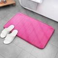 Absorbent bright pink striped coral fleece bathroom mat in a modern bathroom setting - Deep Pink / 40*60cm (Standard Dot Bottom)